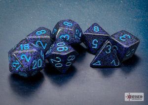 Polyhedral 7 - Die Set Speckled - Cobalt - Super Retro