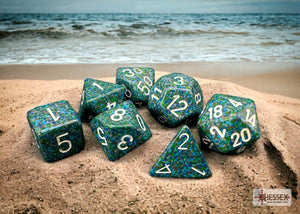 Polyhedral 7 - Die Set Speckled - Sea - Super Retro