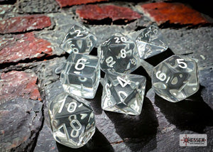 Polyhedral 7 - Die Set Translucent - Clear/White - Super Retro