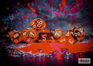 Polyhedral 7 - Die Set Translucent - Orange/White - Super Retro