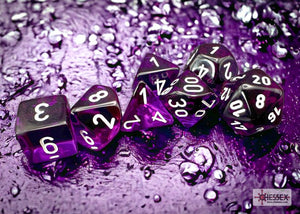 Polyhedral 7 - Die Set Translucent - Purple/White - Super Retro