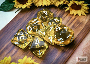 Polyhedral 7 - Die Set Translucent - Yellow/White - Super Retro