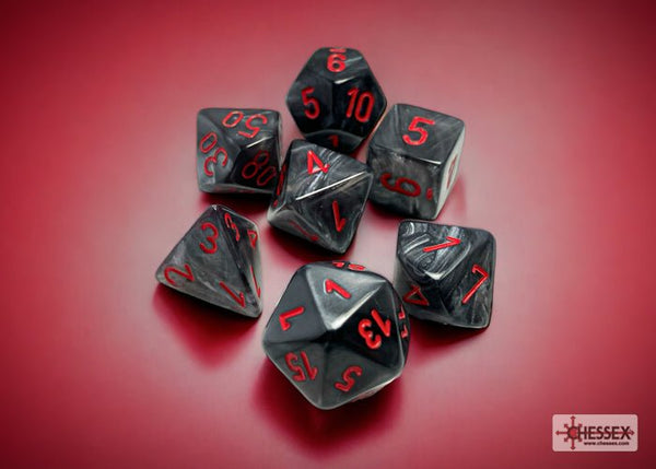 Polyhedral 7 - Die Set Velvet - Black/Red - Super Retro