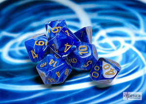 Polyhedral 7 - Die Set Vortex - Blue/Gold - Super Retro