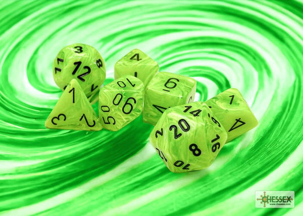 Polyhedral 7 - Die Set Vortex - Bright Green/Black - Super Retro