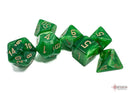 Polyhedral 7 - Die Set Vortex - Green/Gold - Super Retro