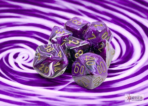 Polyhedral 7 - Die Set Vortex - Purple/Gold - Super Retro