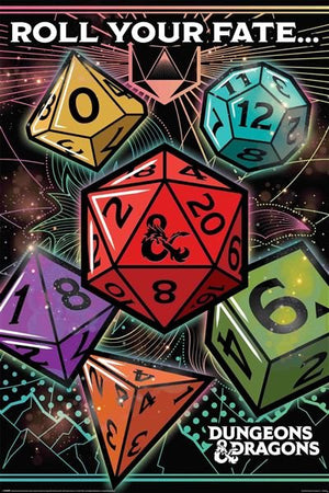 Poster - Dungeons & Dragons Roll your Fate - Super Retro