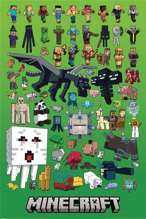 Poster - Minecraft Characters Montage - Super Retro