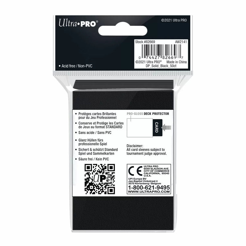 Ultra Pro Pro - Gloss Standard Deck Protector Sleeves 50 pack (Black) - Super Retro