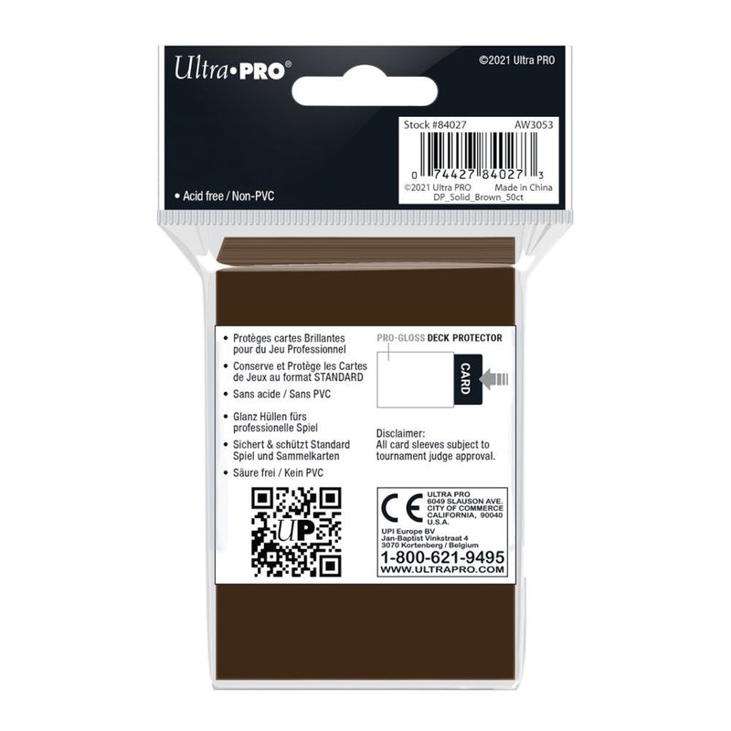 Ultra Pro Pro - Gloss Standard Deck Protector Sleeves 50 pack (Brown) - Super Retro