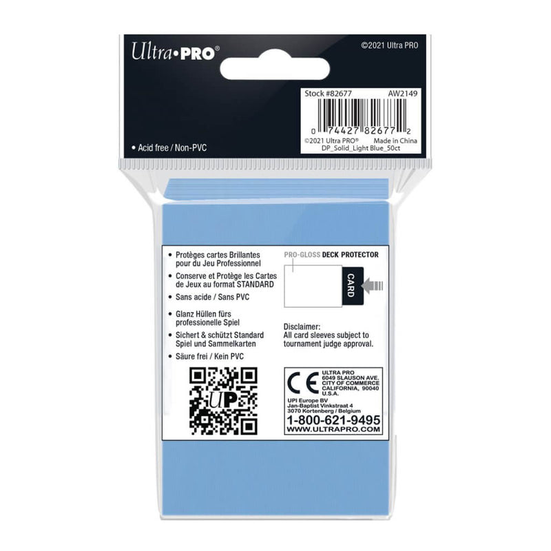Ultra Pro Pro - Gloss Standard Deck Protector Sleeves 50 pack (Light Blue) - Super Retro