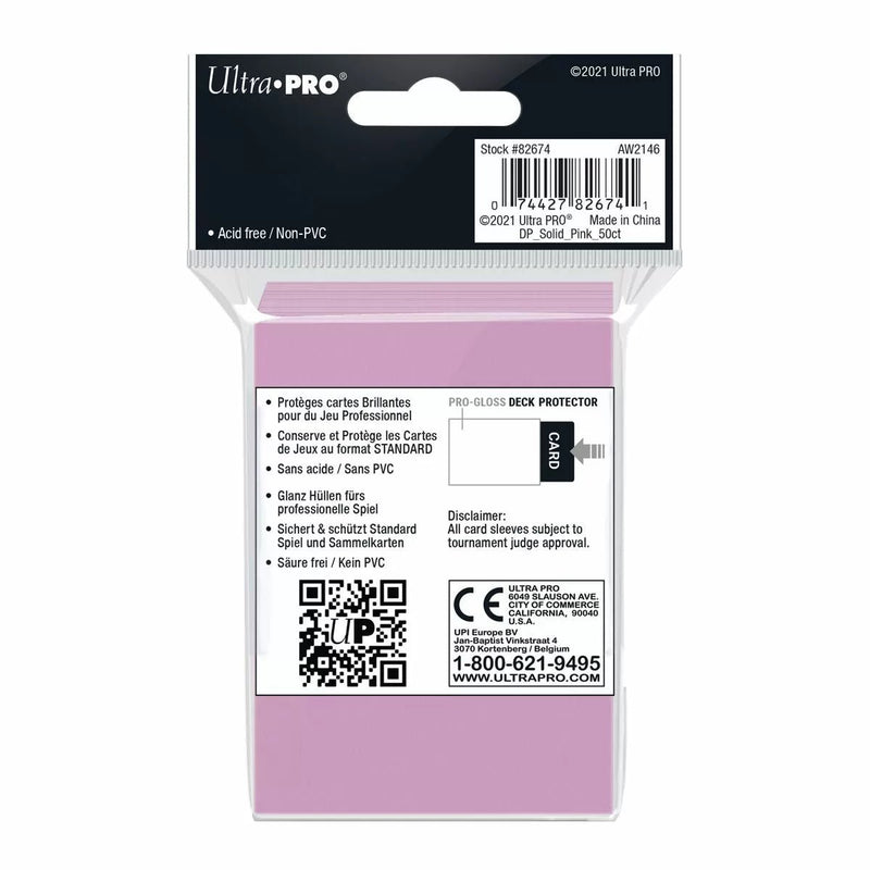 Ultra Pro Pro - Gloss Standard Deck Protector Sleeves 50 pack (Pink) - Super Retro