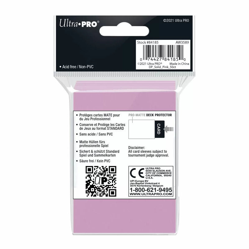 Ultra Pro Pro - Matte Standard Deck Protector Sleeves 50 pack (Pink) - Super Retro