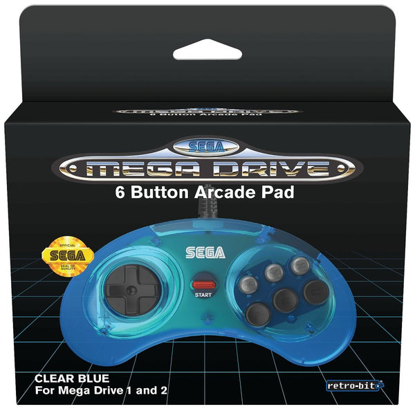 Controller - Mega Drive (Licenced) (Brand New) Clear Blue - Super Retro