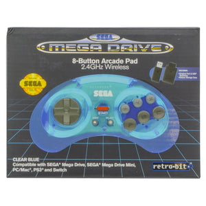 Controller - Mega Drive Wireless (Licenced) (Brand New) Clear Blue - Super Retro
