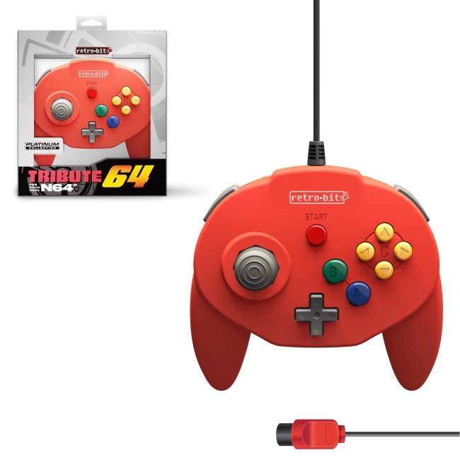 Controller - Nintendo 64 Retro-Bit Tribute (Red) - Super Retro - N64