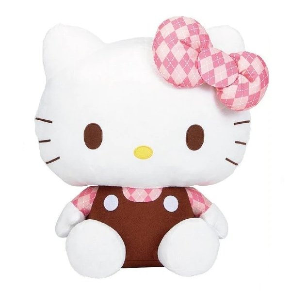 Hello Kitty Argyle Pattern Large Plush - Super Retro