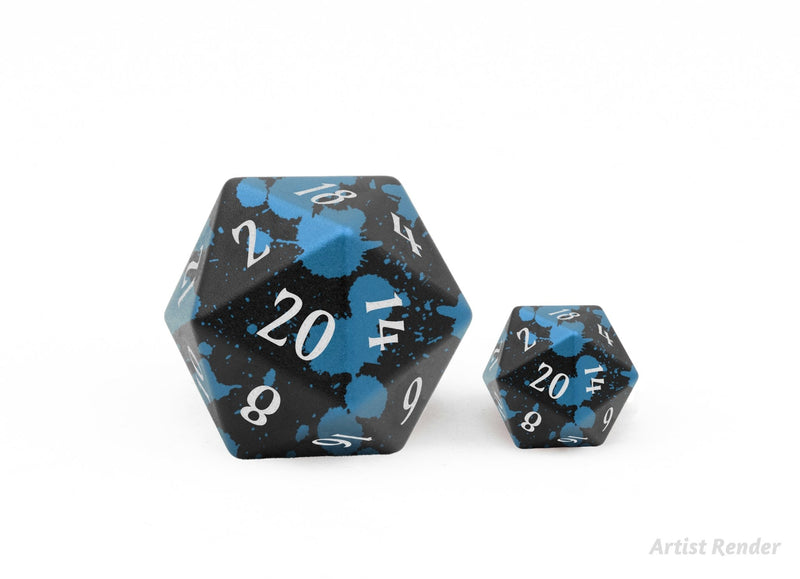 Level Up Dice 35mm D20 Blue/Black - Super Retro