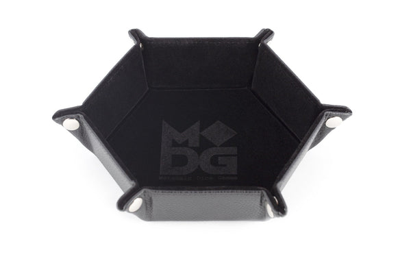 MDG Hexagon Fold up Dice Tray - Black - Super Retro