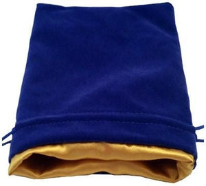 MDG Large Velvet Dice Bag with Gold Satin Lining - Blue - Super Retro