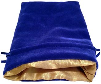 MDG Velvet Dice Bag with Gold Satin Lining - Blue - Super Retro