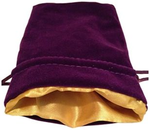 MDG Velvet Dice Bag with Gold Satin Lining - Purple - Super Retro