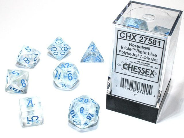 Polyhedral 7-Die Set Borealis - Icicle/Light Blue - Super Retro