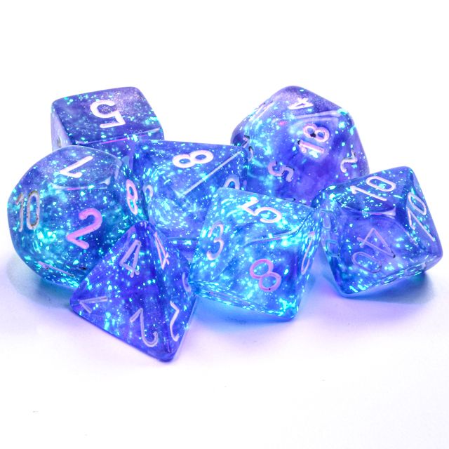 Polyhedral 7-Die Set Borealis - Purple/White - Super Retro