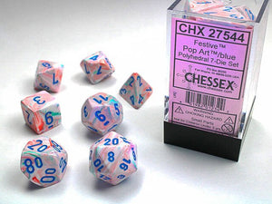 Polyhedral 7-Die Set Festive - Pop Art/Blue - Super Retro