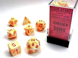 Polyhedral 7-Die Set Festive - Sunburst/Red - Super Retro