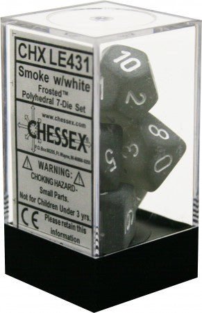 Polyhedral 7-Die Set Frosted - Smoke/White - Super Retro