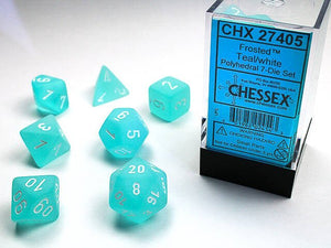 Polyhedral 7-Die Set Frosted - Teal/White - Super Retro