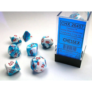 Polyhedral 7-Die Set Gemini - Astral Blue-White/Red - Super Retro