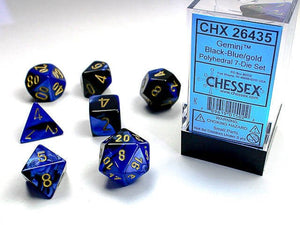 Polyhedral 7-Die Set Gemini - Black-Blue/Gold - Super Retro