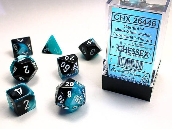 Polyhedral 7-Die Set Gemini - Black-Shell/White - Super Retro