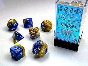 Polyhedral 7-Die Set Gemini - Blue-Gold/White - Super Retro