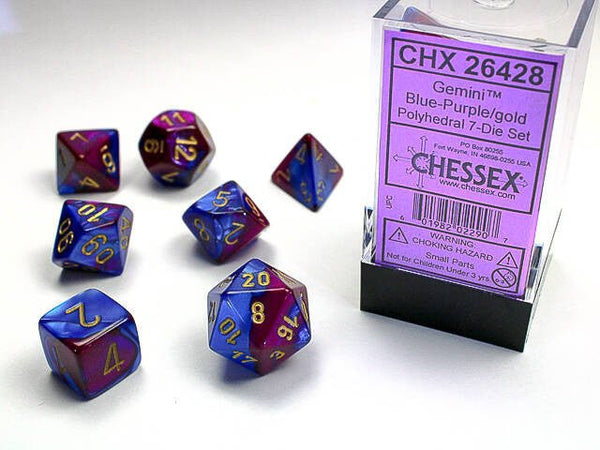 Polyhedral 7-Die Set Gemini - Blue-Purple/Gold - Super Retro