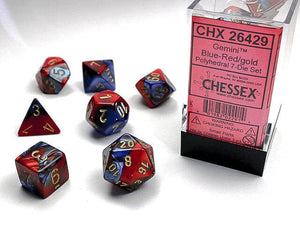 Polyhedral 7-Die Set Gemini - Blue-Red/Gold - Super Retro