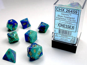 Polyhedral 7-Die Set Gemini - Blue-Teal/Gold - Super Retro