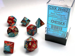 Polyhedral 7-Die Set Gemini - Red-Teal/Gold - Super Retro