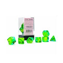 Polyhedral 7-Die Set Gemini - Translucent Green-Teal/Yellow - Super Retro