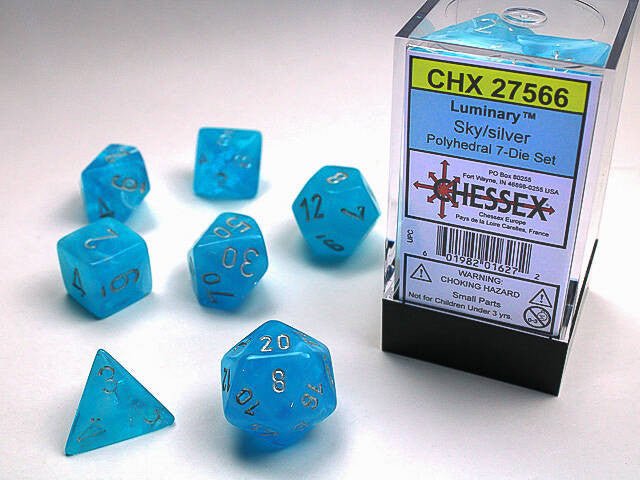 Polyhedral 7-Die Set Luminary - Sky/Silver - Super Retro