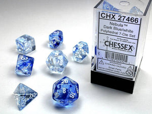 Polyhedral 7-Die Set Nebula - Dark Blue/White - Super Retro