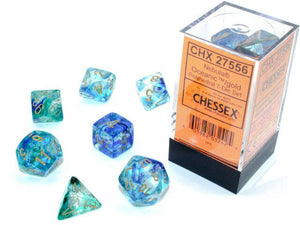 Polyhedral 7-Die Set Nebula - Oceanic/Gold - Super Retro