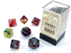 Polyhedral 7-Die Set Nebula - Primary/Blue - Super Retro