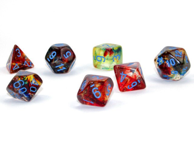 Polyhedral 7-Die Set Nebula - Primary/Blue - Super Retro