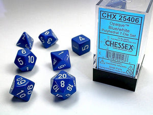 Polyhedral 7-Die Set Opaque - Blue/White - Super Retro