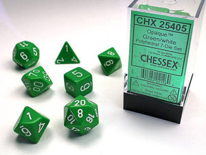 Polyhedral 7-Die Set Opaque - Green/White - Super Retro