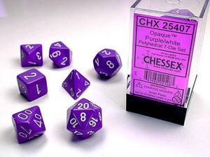 Polyhedral 7-Die Set Opaque - Purple/White - Super Retro